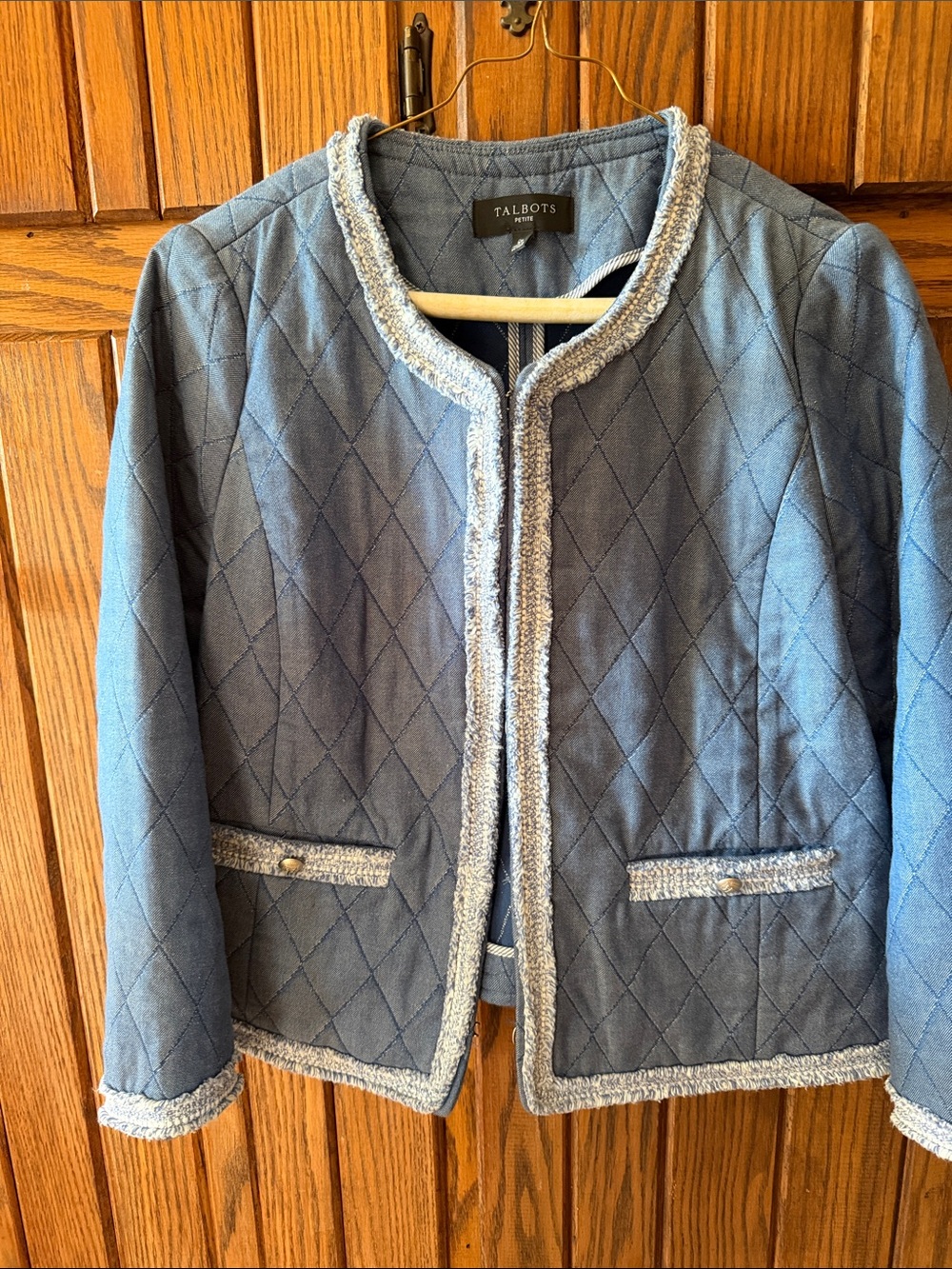 Talbots quilted chambray blue jacket - size 8P